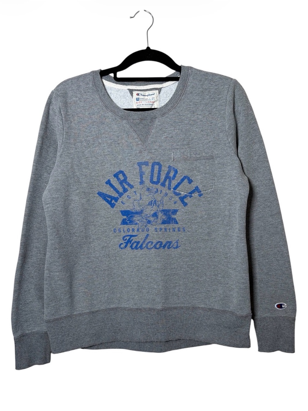 Champion Air Force Falcons Sweatshirt Large Gray Crewneck Vintage Style Pocket